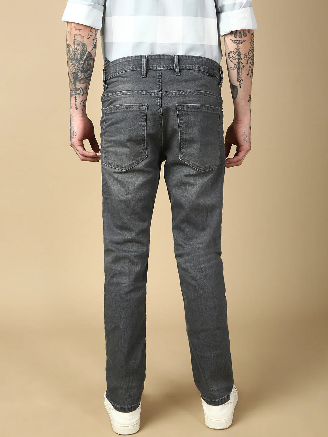 Necked Dark Gray Slim Fit Stretchable Jeans