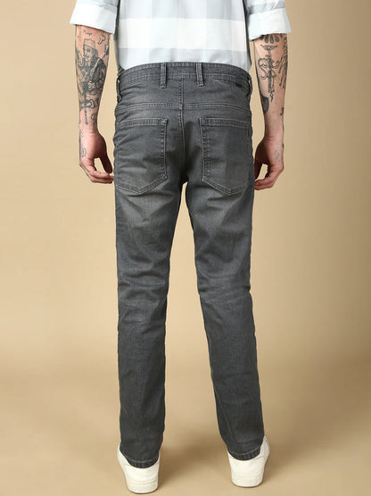 Necked Dark Gray Slim Fit Stretchable Jeans