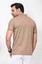 Arbour Men Solid Polo Neck Cotton Blend Beige T-Shirt