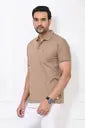 Arbour Men Solid Polo Neck Cotton Blend Beige T-Shirt