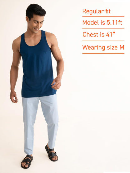 DAMENSCH Neo-Cotton Round Neck Vest for Man, Anti-Bacterial, Shape Retaining Vest, 100% Cotton Banyan for Men, Buttery Soft Inner Baniyan