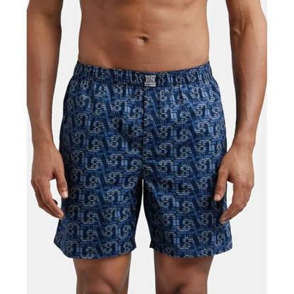 Jockey US57 Men's Super Combed Mercerized Cotton Woven Printed Boxer Shorts with Side Pocket (Pack of 2_Prints May Vary)