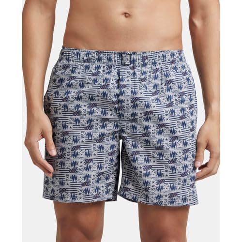 Jockey US57 Men's Super Combed Mercerized Cotton Woven Printed Boxer Shorts with Side Pocket (Pack of 2_Prints May Vary)