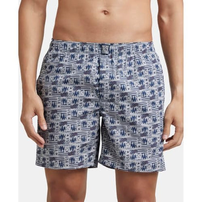 Jockey US57 Men's Super Combed Mercerized Cotton Woven Printed Boxer Shorts with Side Pocket (Pack of 2_Prints May Vary)