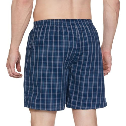 Jockey 1223 Men's Super Combed Mercerized Cotton Woven Checkered Boxer Shorts with Side Pocket (Pack of 2)