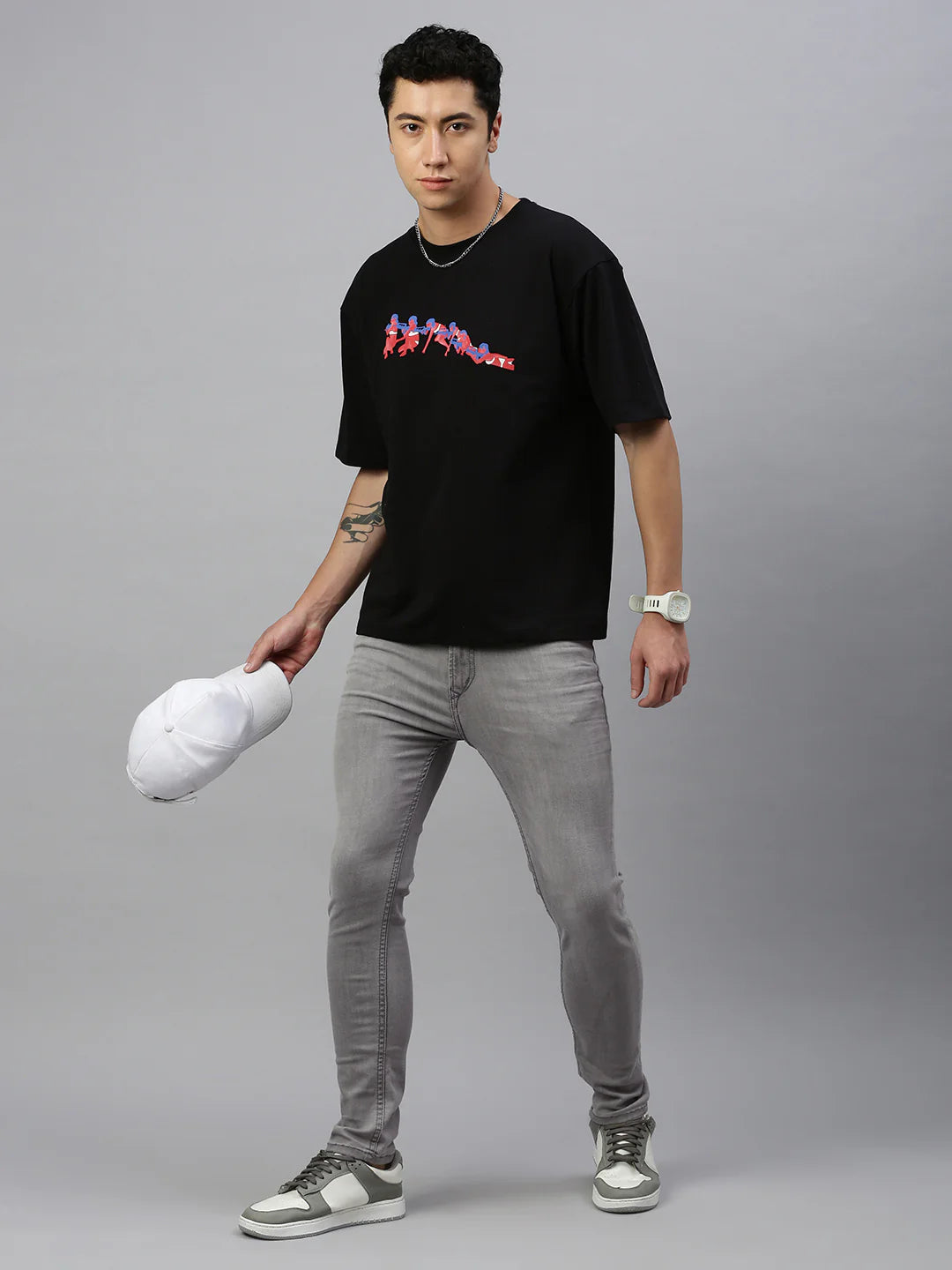 Necked Vintage Gray Skinny Stretchable Jeans