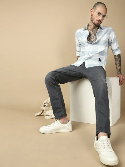 Necked Dark Gray Slim Fit Stretchable Jeans