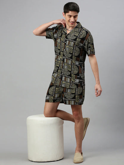 Necked Printed Regular Fit Co-Ords For Men’s