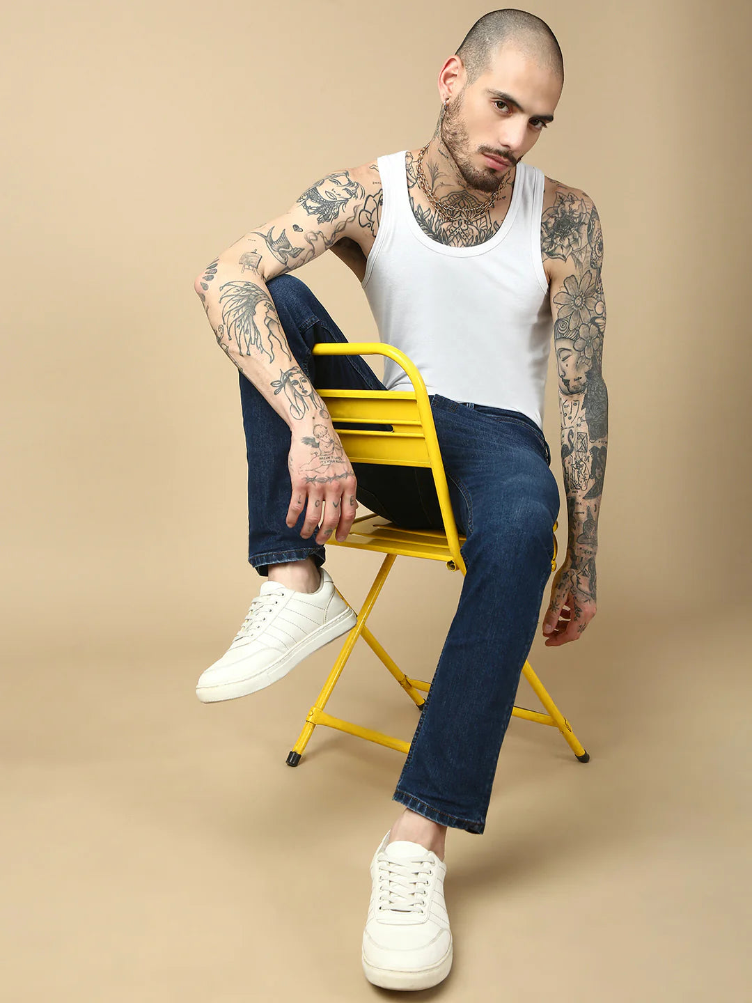 Necked Mild Blue Slim Fit Stretchable Jeans