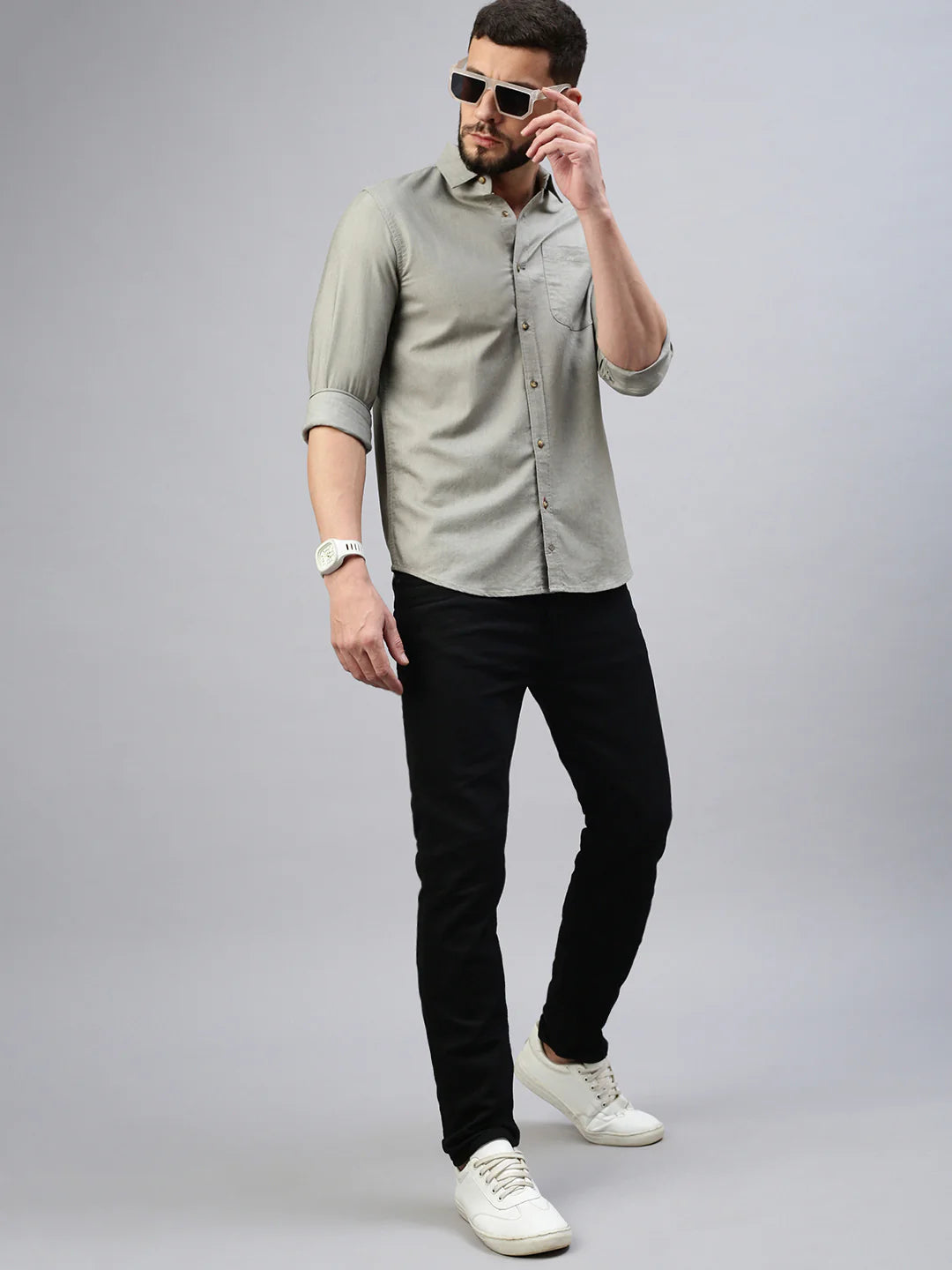 Necked Black Strait Fit Stretchable Jeans
