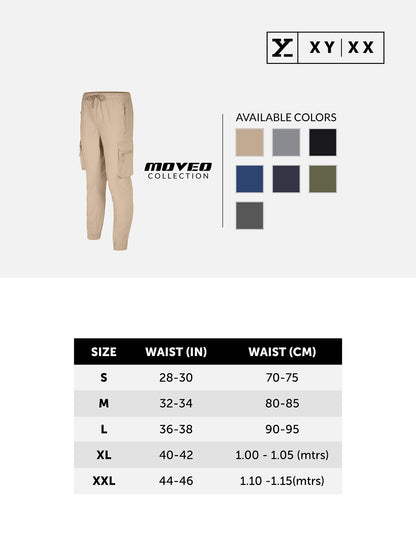 XYXX Men's Skinny Fit Mid Rise Moveo Quick-Dry Cargo Joggers with Drawcord & Utility Pockets