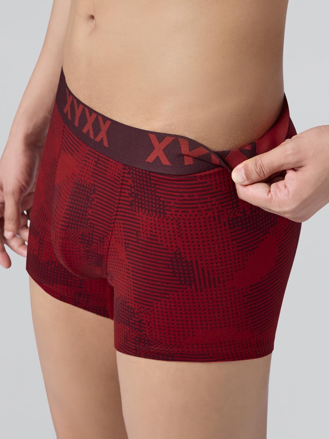 XYXX Men's Matrix Super Combed Cotton Blend Geometric Antimicrobial Trunks with No Marks Waistband
