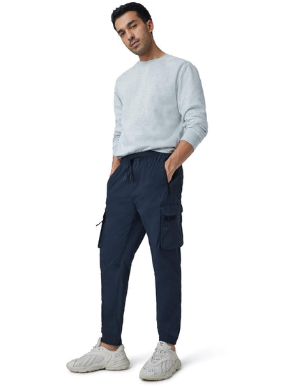XYXX Men's Skinny Fit Mid Rise Moveo Quick-Dry Cargo Joggers with Drawcord & Utility Pockets