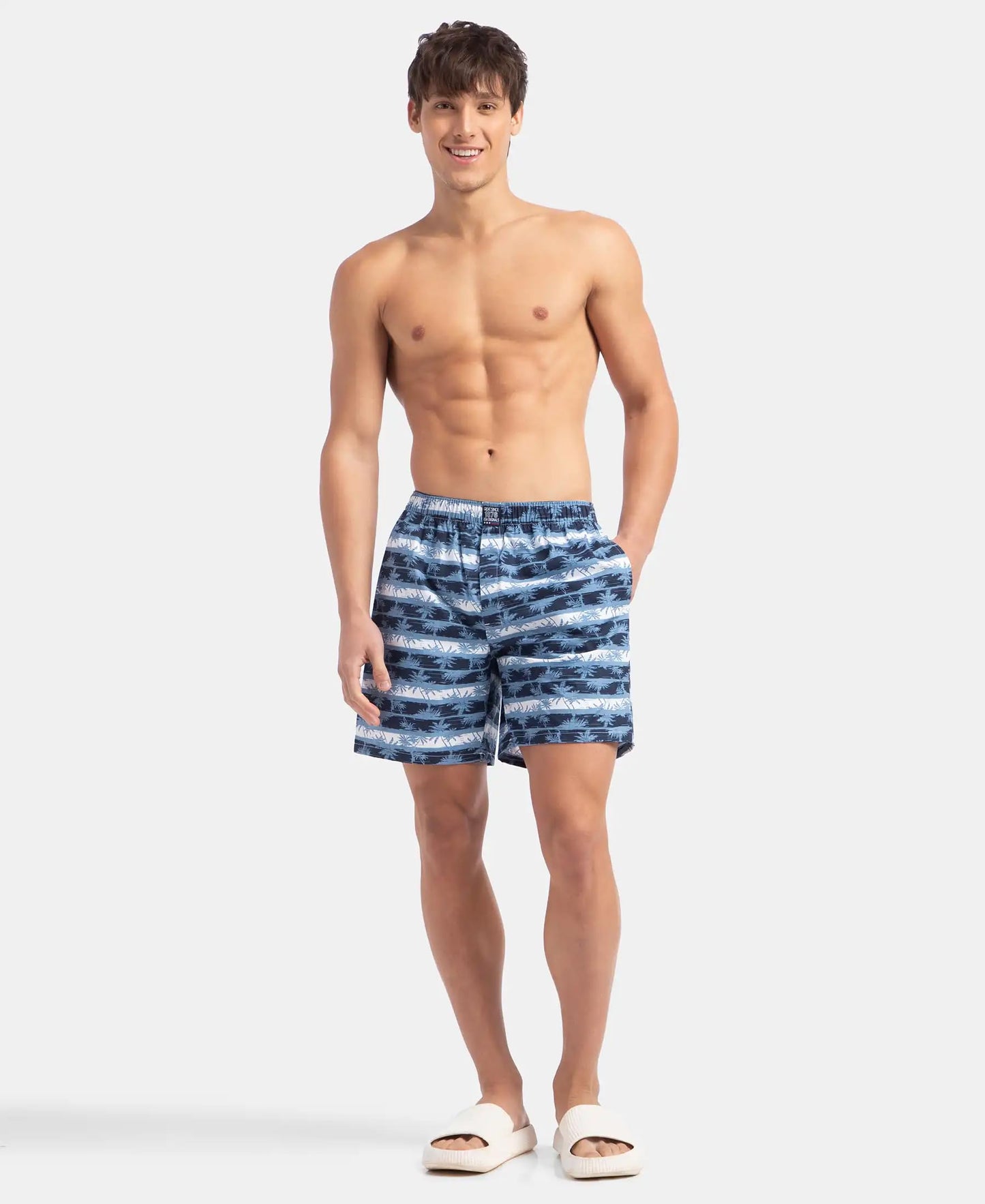 Jockey US57 Men's Super Combed Mercerized Cotton Woven Printed Boxer Shorts with Side Pocket (Pack of 2_Prints May Vary)