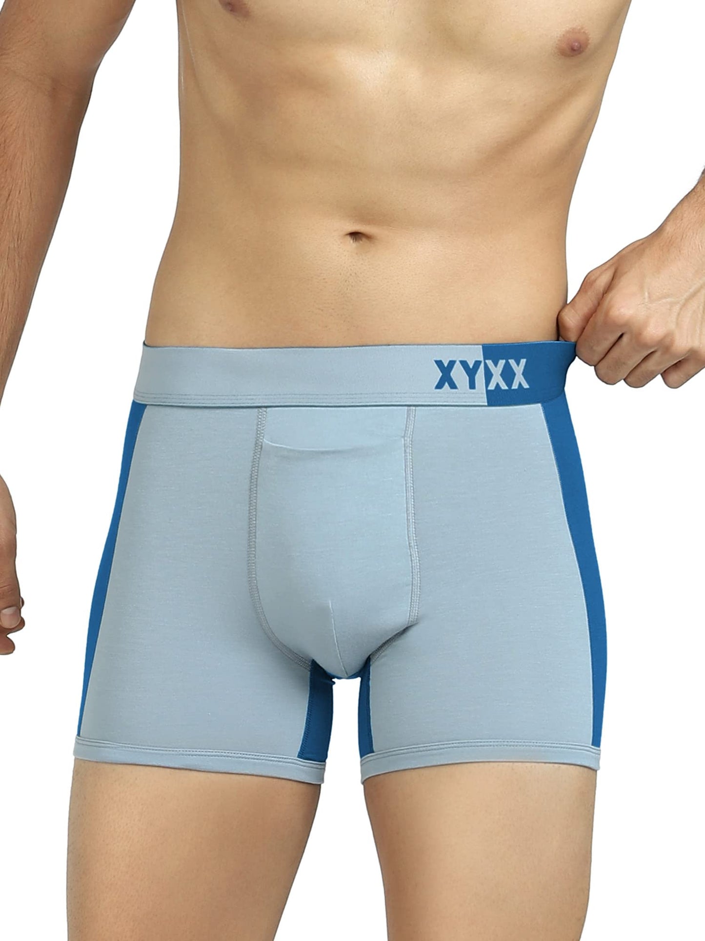 XYXX Men's Dualist Micromodal Regular Fit Colorblock Antimicrobial Trunk with No Marks Waistband (Pack of 2)