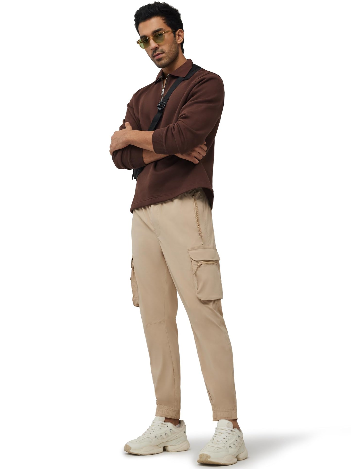 XYXX Men's Skinny Fit Mid Rise Moveo Quick-Dry Cargo Joggers with Drawcord & Utility Pockets