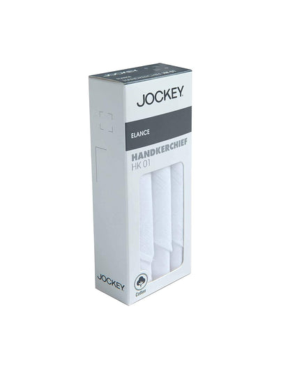 Jockey Cotton Men White Casual Style Handkerchief (Pack Of 3) Hk01_White_Free Size