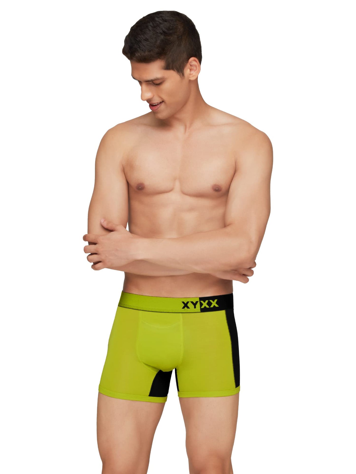 XYXX Men's Dualist Micromodal Regular Fit Colorblock Antimicrobial Trunk with No Marks Waistband (Pack of 2)