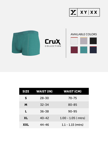 XYXX Men's Crux 100% Super Combed Cotton Regular Fit Solid Antibacterial Trunks with No Marks Waistband