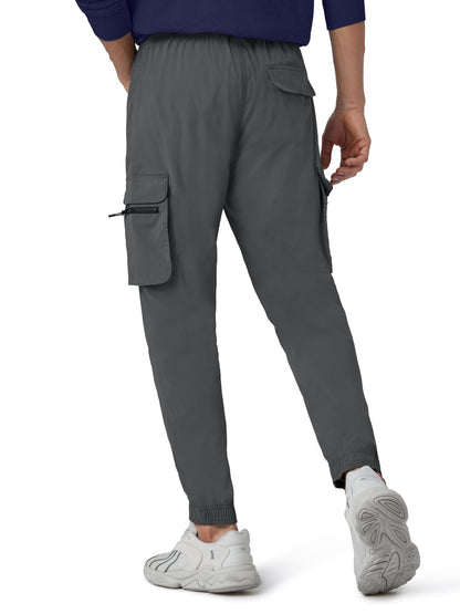 XYXX Men's Skinny Fit Mid Rise Moveo Quick-Dry Cargo Joggers with Drawcord & Utility Pockets