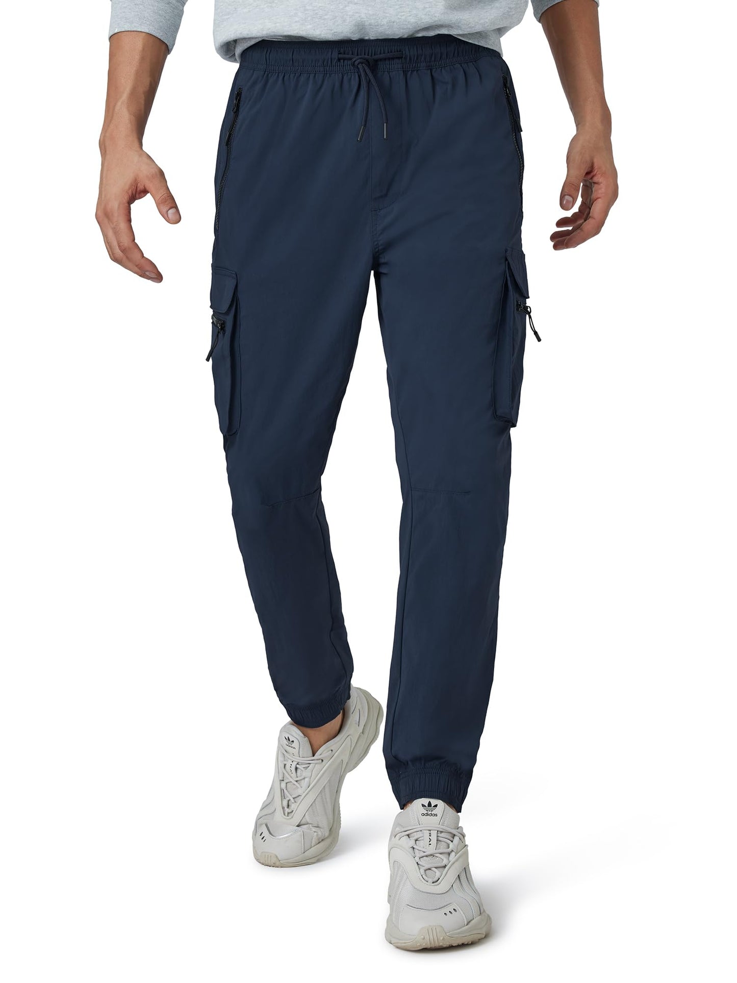 XYXX Men's Skinny Fit Mid Rise Moveo Quick-Dry Cargo Joggers with Drawcord & Utility Pockets