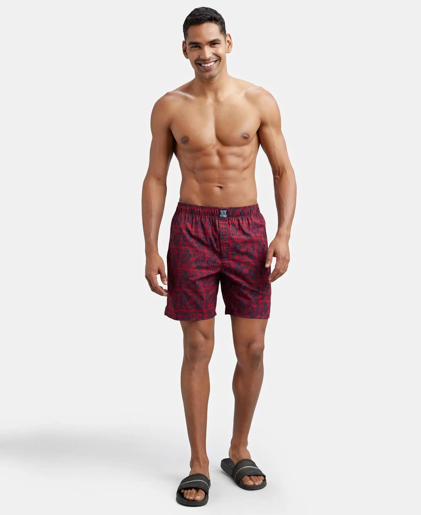 Jockey US57 Men's Super Combed Mercerized Cotton Woven Printed Boxer Shorts with Side Pocket (Pack of 2_Prints May Vary)