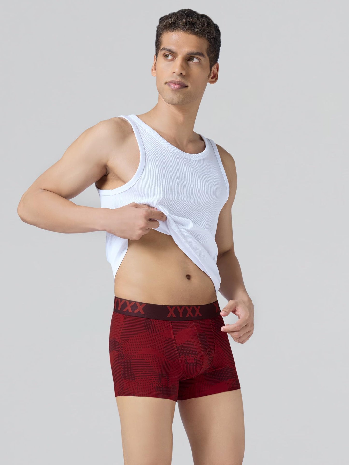 XYXX Men's Matrix Super Combed Cotton Blend Geometric Antimicrobial Trunks with No Marks Waistband
