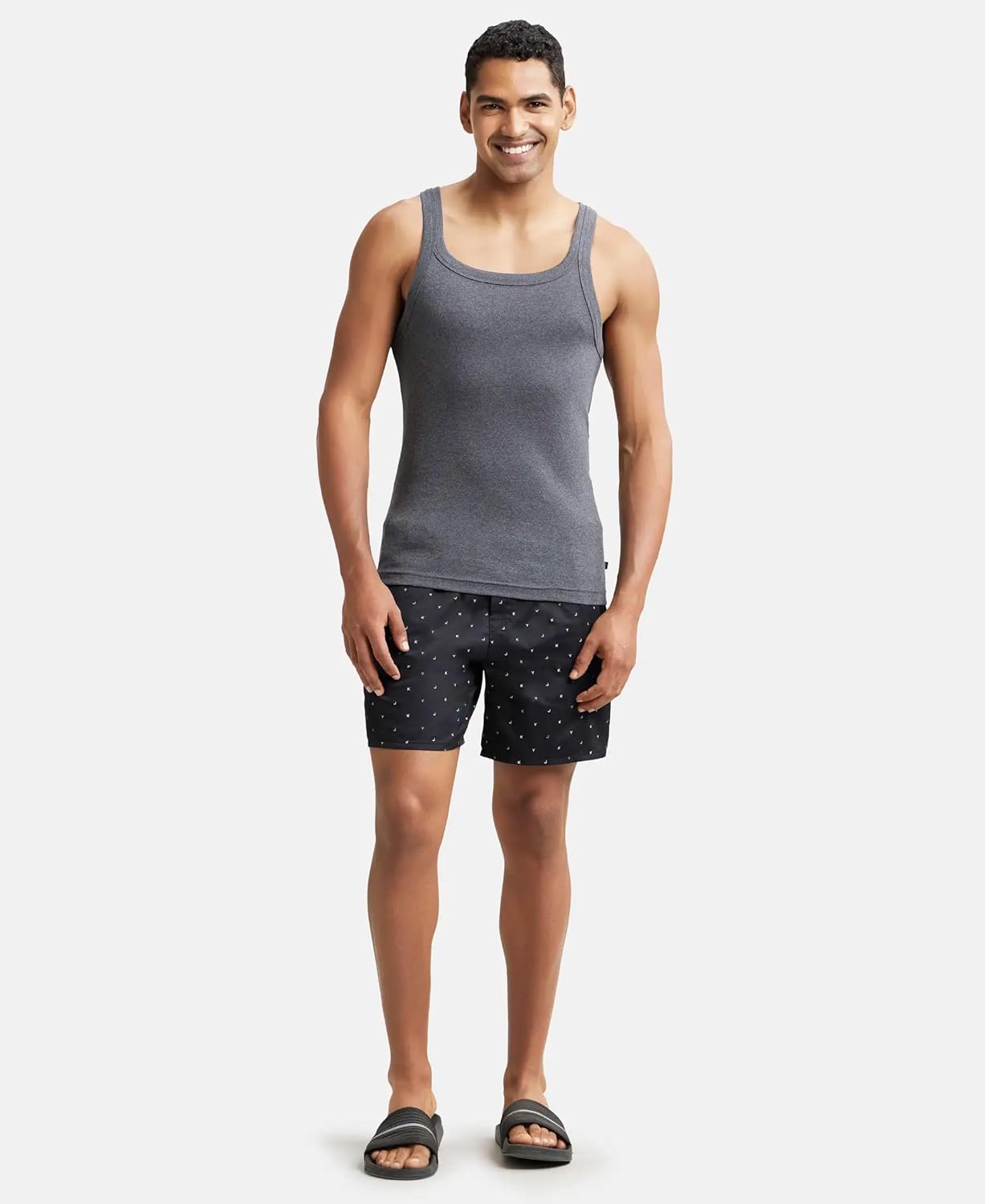 Jockey US26 Men's Super Combed Cotton Rib Square Neckline Gym Vest