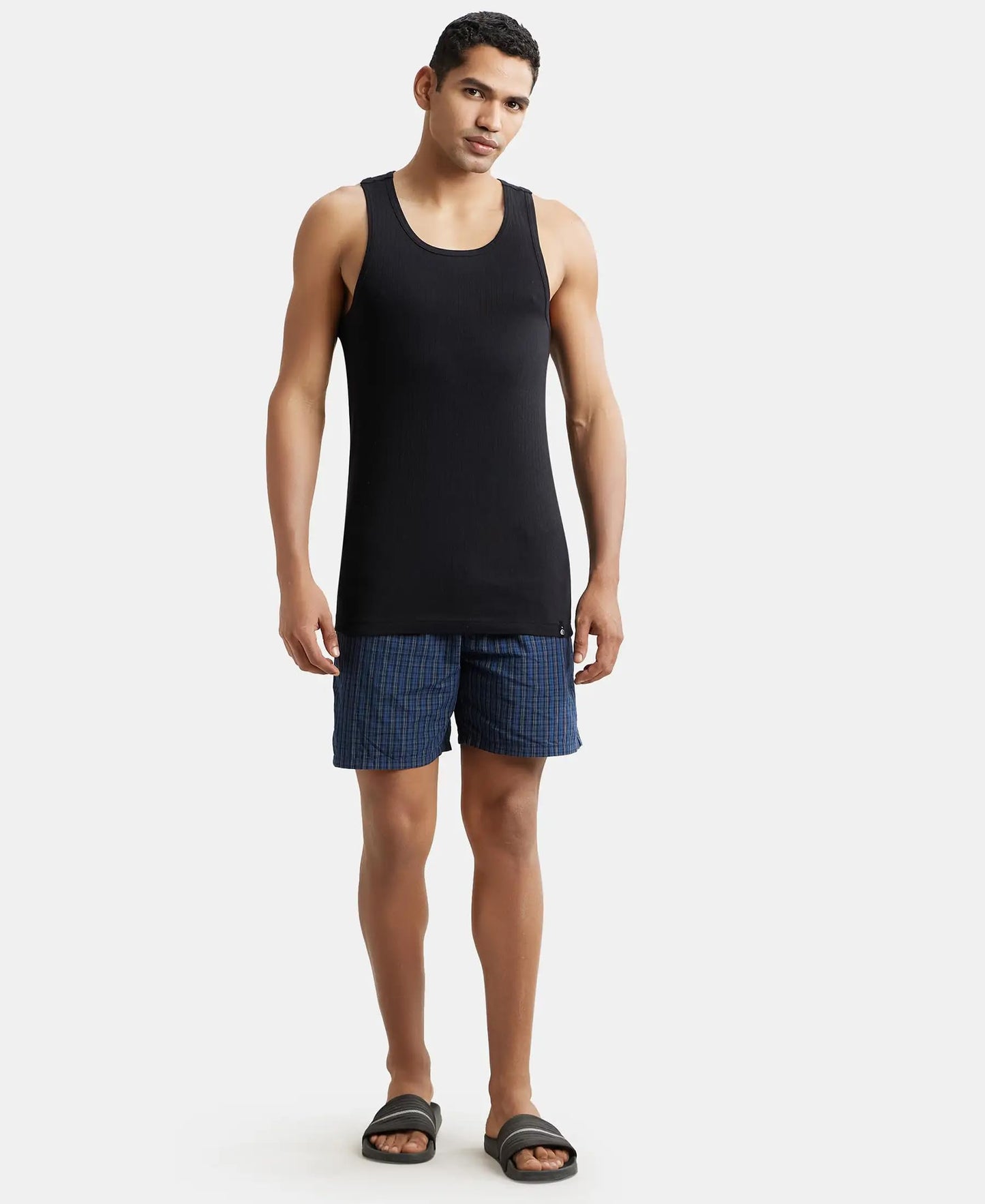 Jockey 9922 Men's Super Combed Cotton Rib Slim Fit Racer Back Styling Round Neck Gym Vest