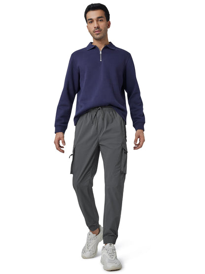 XYXX Men's Skinny Fit Mid Rise Moveo Quick-Dry Cargo Joggers with Drawcord & Utility Pockets