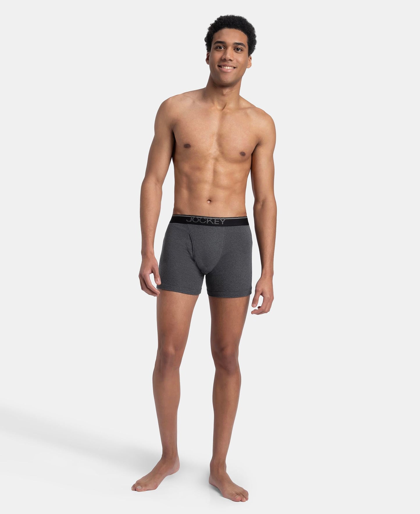 Jockey 8009 Men's Super Combed Cotton Rib Solid Boxer Brief with Ultrasoft Waistband (Pack of 3)