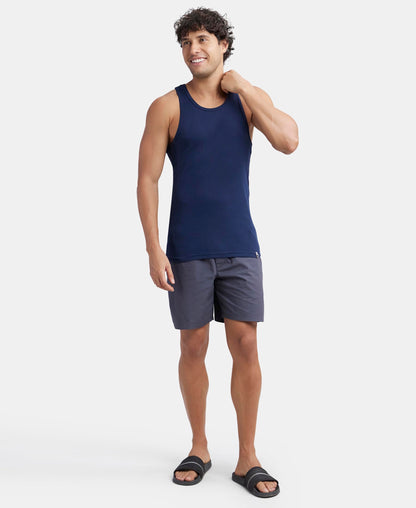 Jockey 9922 Men's Super Combed Cotton Rib Slim Fit Racer Back Styling Round Neck Gym Vest