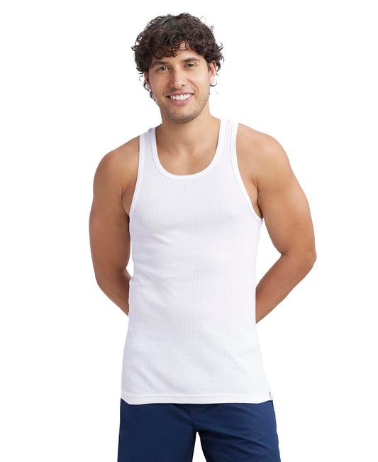 Jockey 9922 Men's Super Combed Cotton Rib Slim Fit Racer Back Styling Round Neck Gym Vest