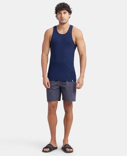 Jockey 9922 Men's Super Combed Cotton Rib Slim Fit Racer Back Styling Round Neck Gym Vest