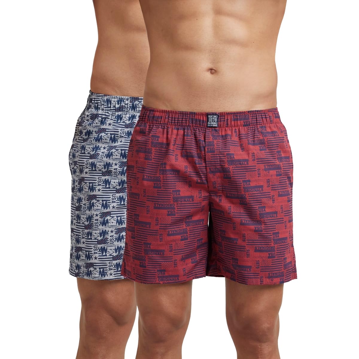 Jockey US57 Men's Super Combed Mercerized Cotton Woven Printed Boxer Shorts with Side Pocket (Pack of 2_Prints May Vary)