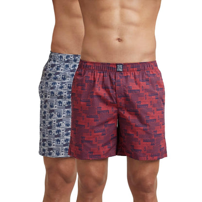Jockey US57 Men's Super Combed Mercerized Cotton Woven Printed Boxer Shorts with Side Pocket (Pack of 2_Prints May Vary)