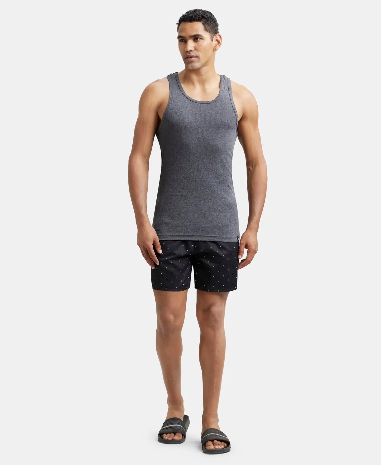 Jockey 9922 Men's Super Combed Cotton Rib Slim Fit Racer Back Styling Round Neck Gym Vest