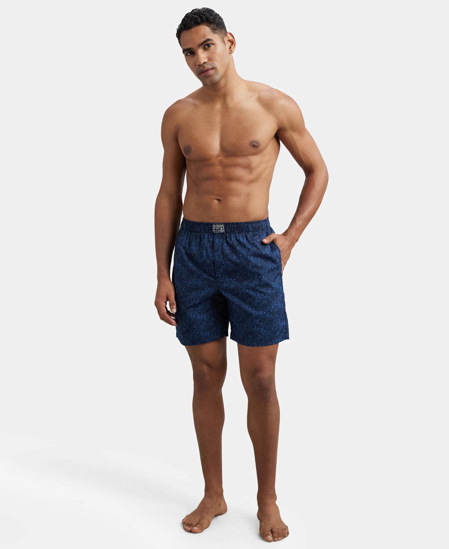 Jockey US57 Men's Super Combed Mercerized Cotton Woven Printed Boxer Shorts with Side Pocket (Pack of 2_Prints May Vary)