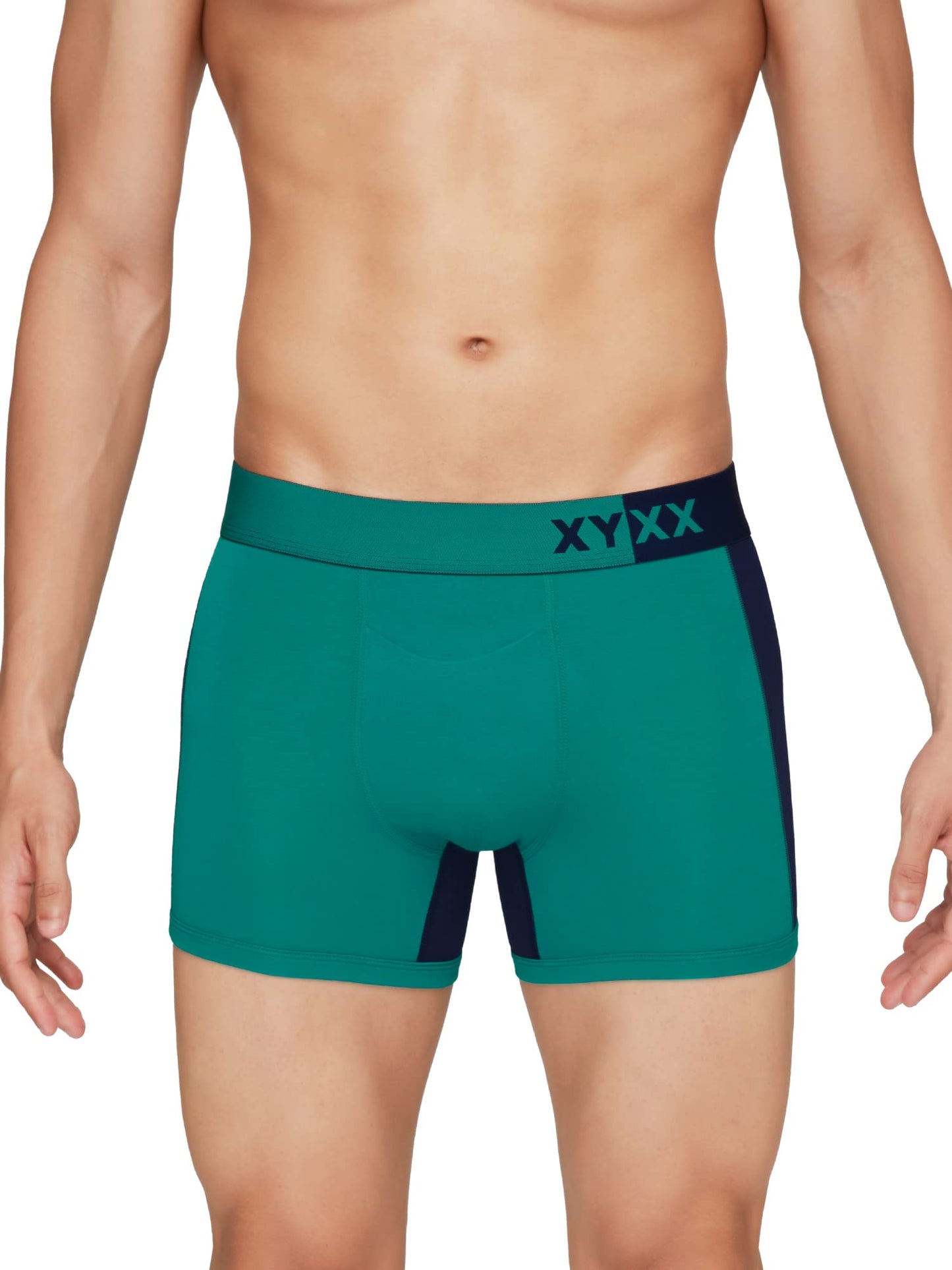 XYXX Men's Dualist Micromodal Regular Fit Colorblock Antimicrobial Trunk with No Marks Waistband (Pack of 2)