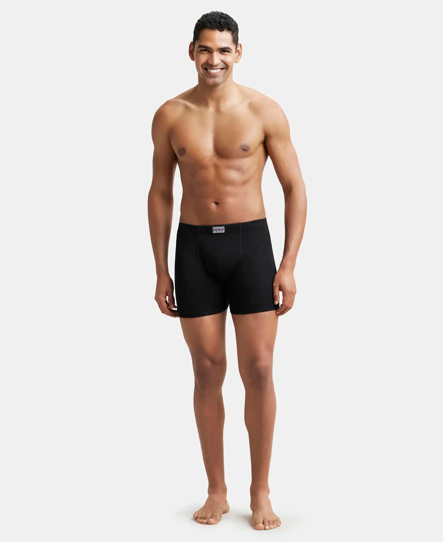 Jockey 8008 Men's Super Combed Cotton Rib Solid Boxer Brief with Ultrasoft Concealed Waistband (Pack of 3)