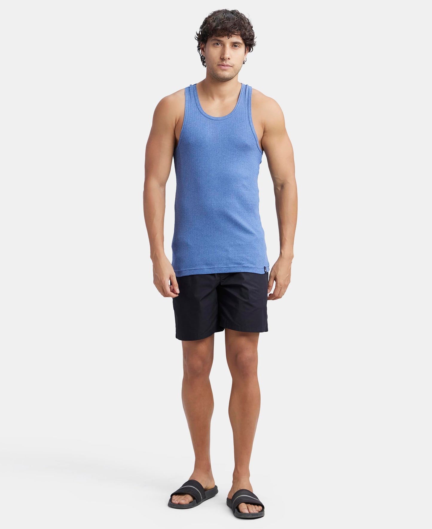 Jockey 9922 Men's Super Combed Cotton Rib Slim Fit Racer Back Styling Round Neck Gym Vest