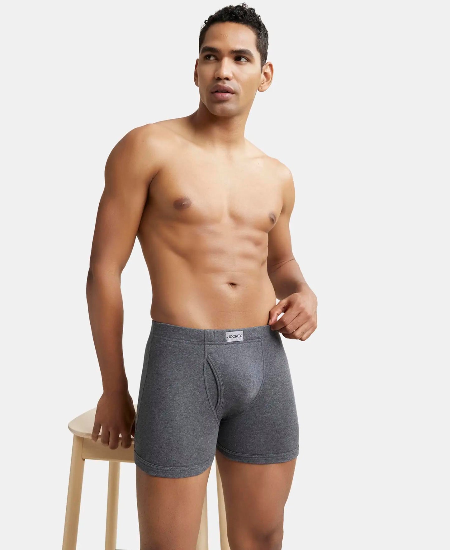 Jockey 8008 Men's Super Combed Cotton Rib Solid Boxer Brief with Ultrasoft Concealed Waistband (Pack of 3)