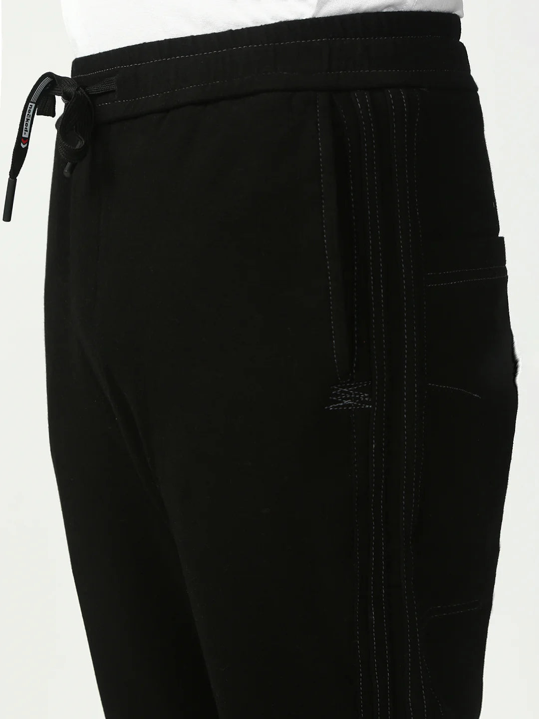 Necked Black Anti Fit Stretchable Jogger