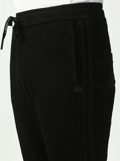 Necked Black Anti Fit Stretchable Jogger