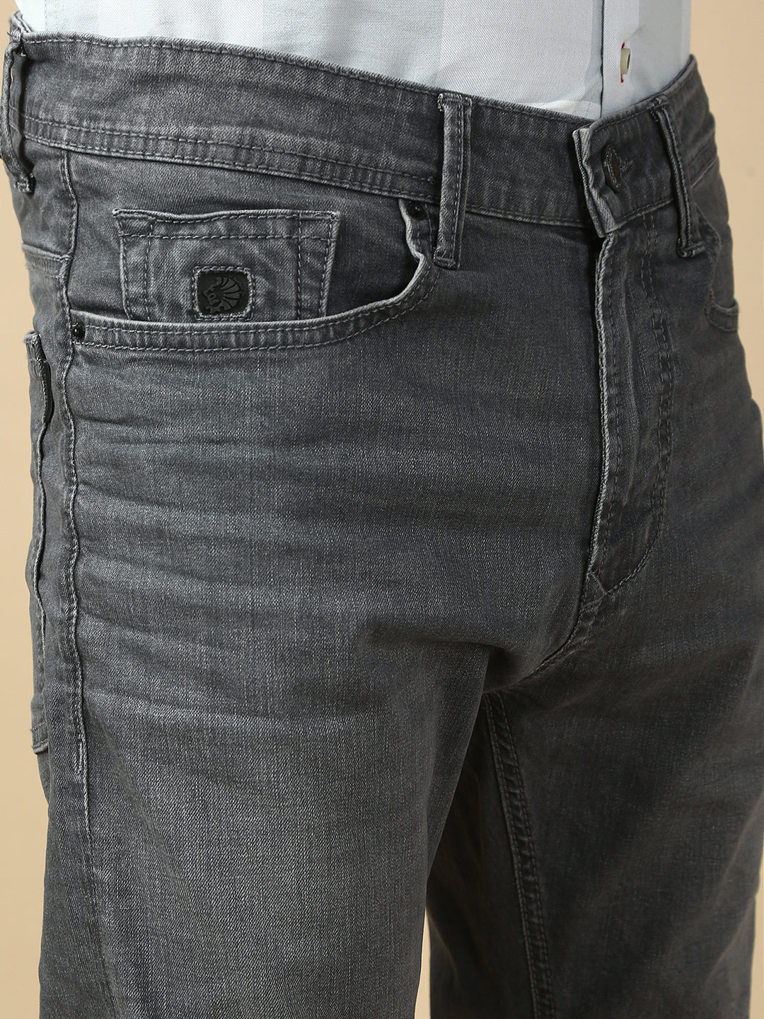 Necked Dark Gray Slim Fit Stretchable Jeans