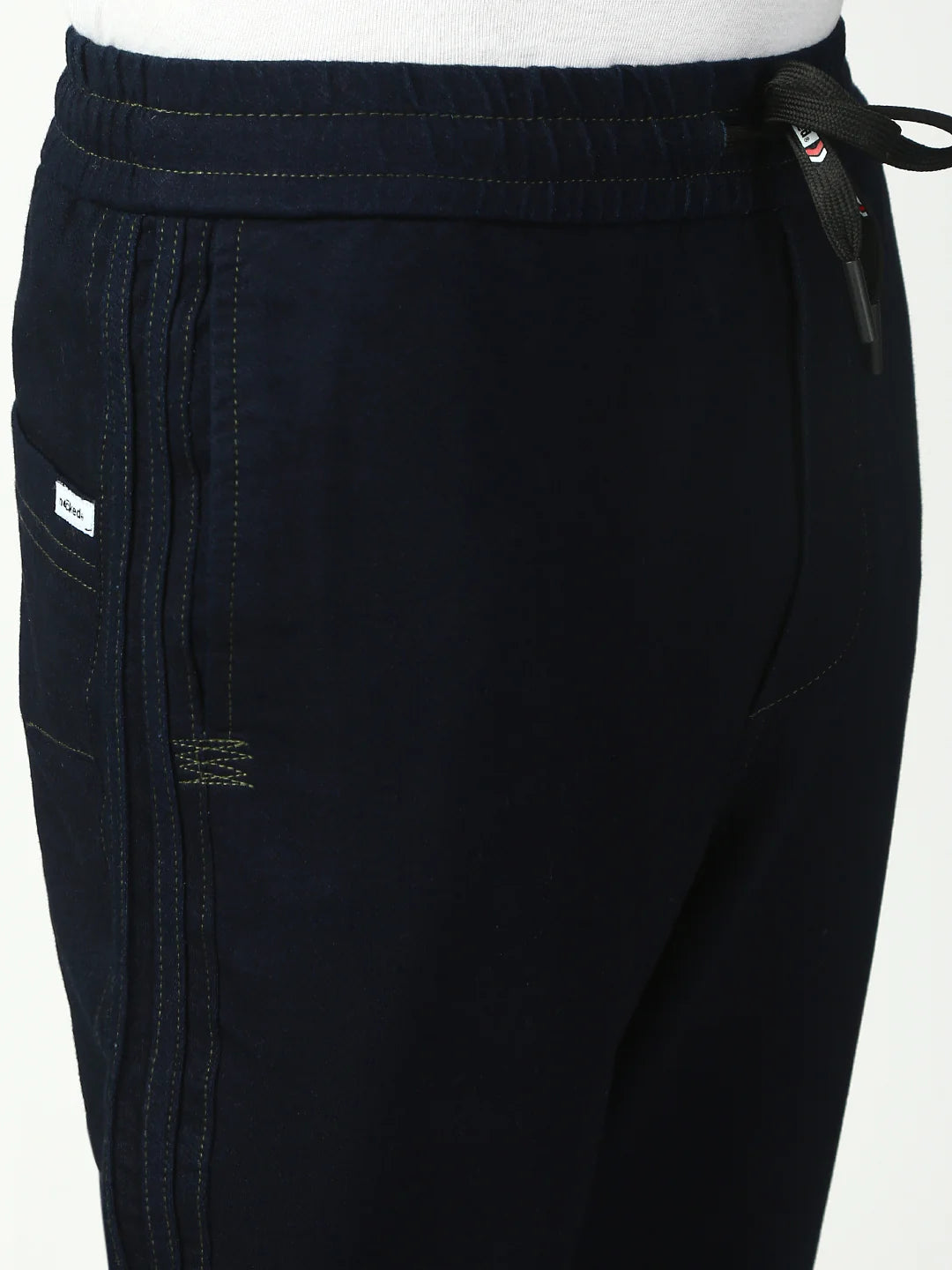Necked  Blue Anti Fit Stretchable Jogger