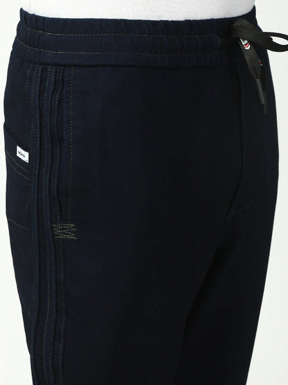 Necked  Blue Anti Fit Stretchable Jogger