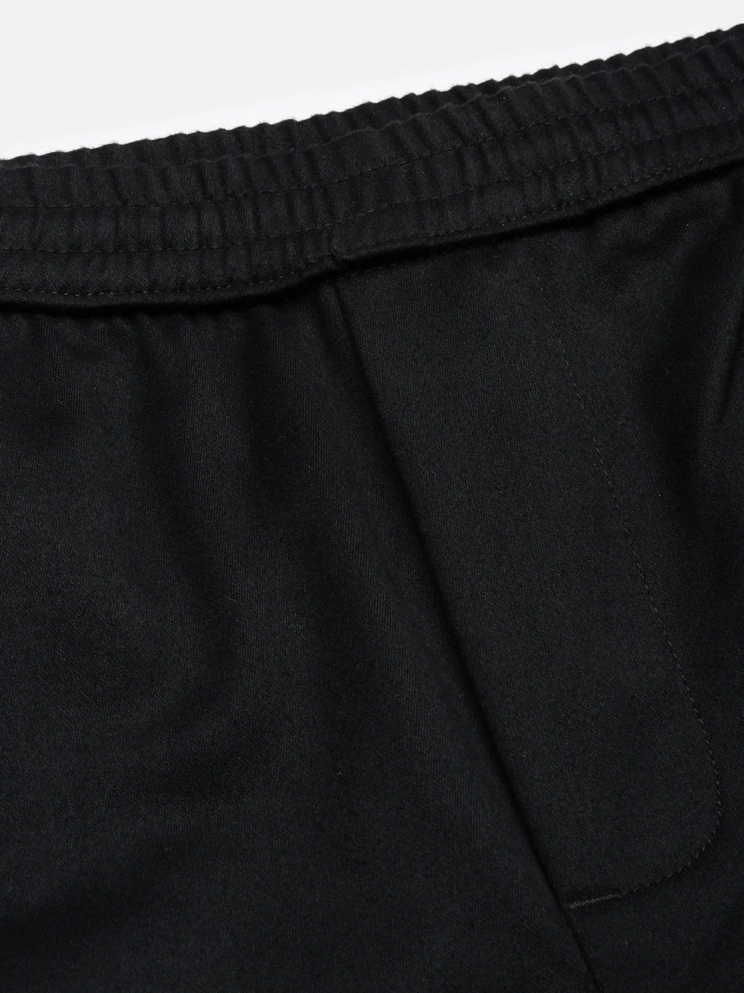 Necked Black Slim Fit Cotton Pants