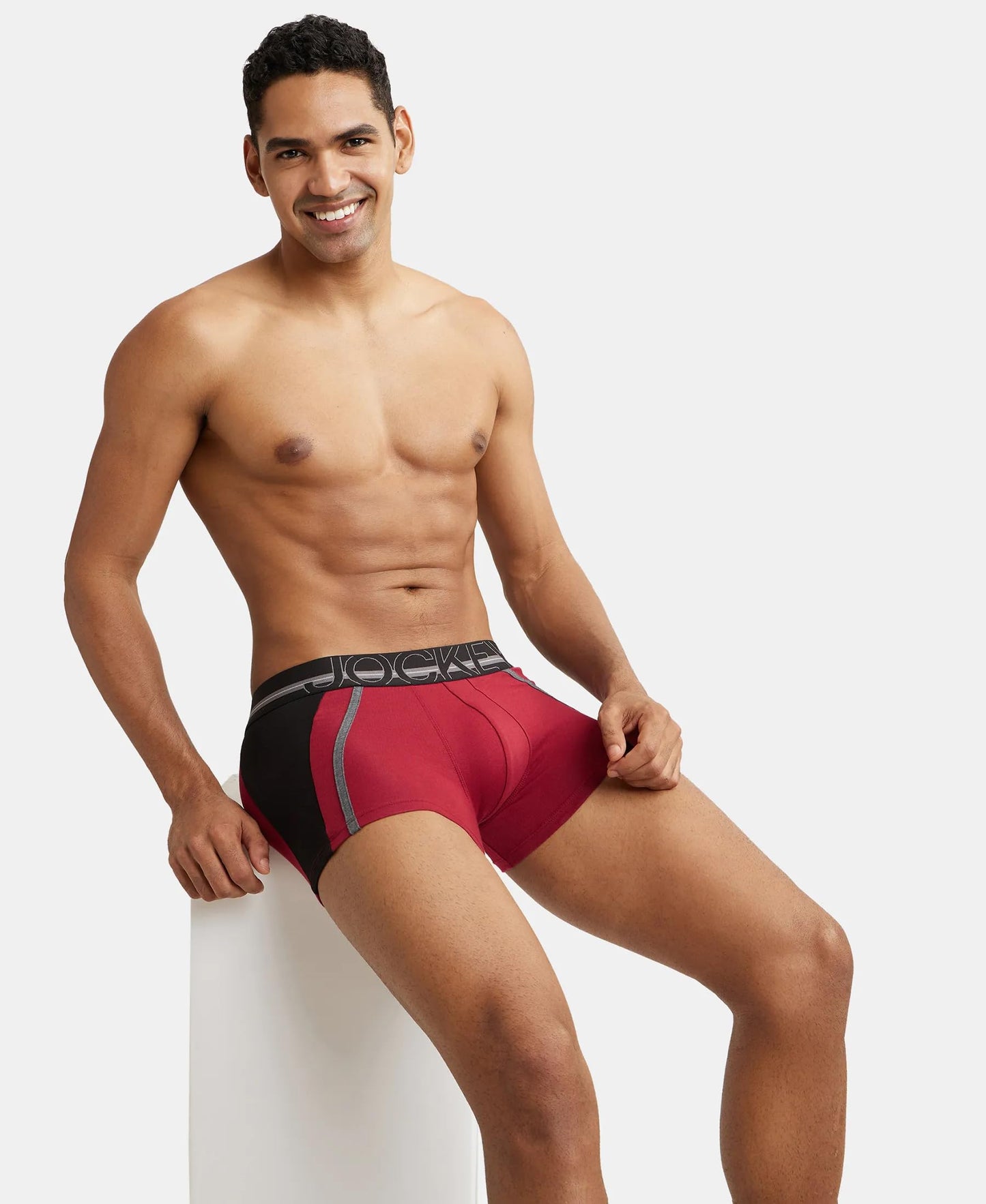 Jockey US21 Men's Super Combed Cotton Elastane Stretch Solid Trunk with Ultrasoft Waistband