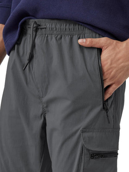 XYXX Men's Skinny Fit Mid Rise Moveo Quick-Dry Cargo Joggers with Drawcord & Utility Pockets